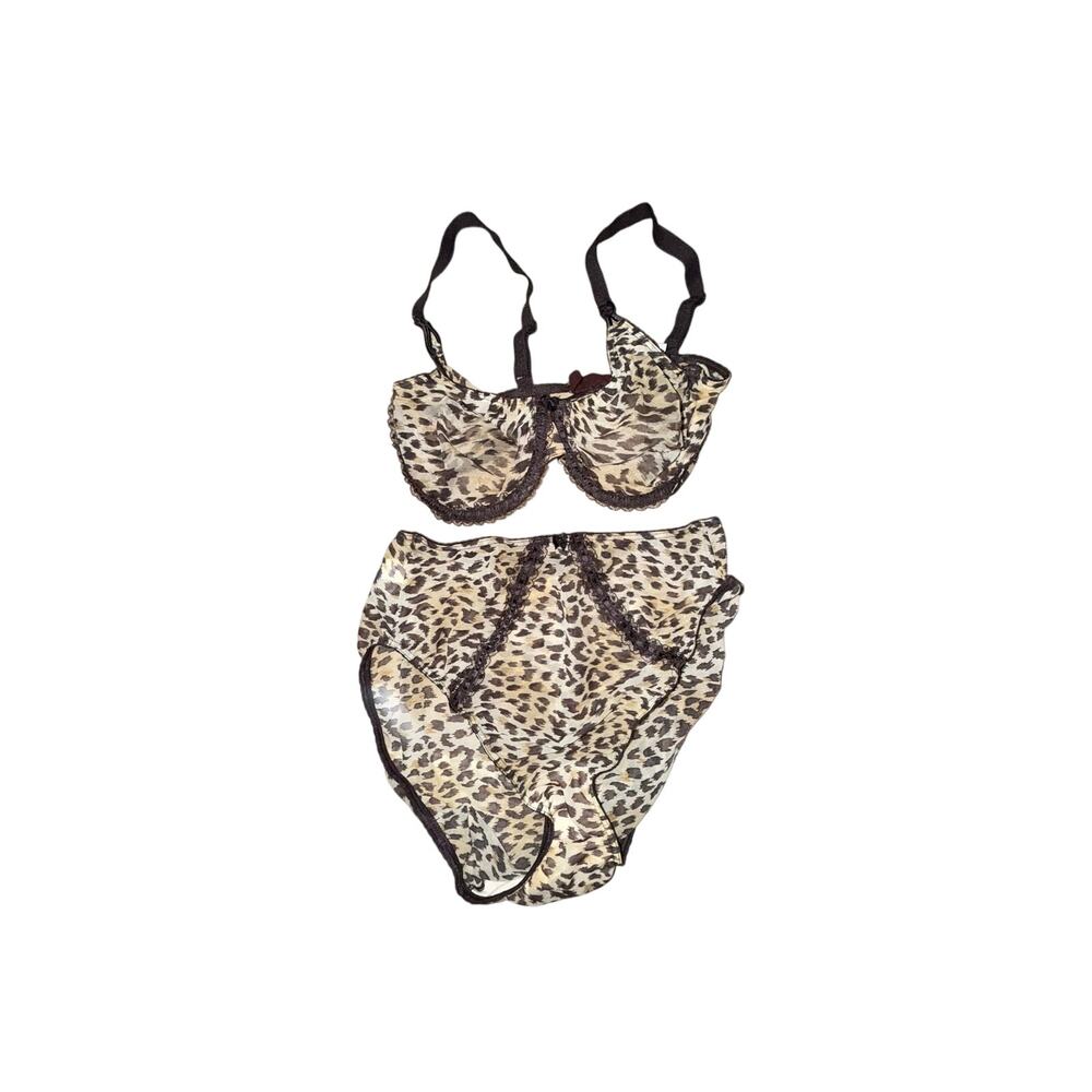 VTG Marilyn Monroe by Warner’s Leopard Print Bra Panty Set 36C Animal Print Y2K